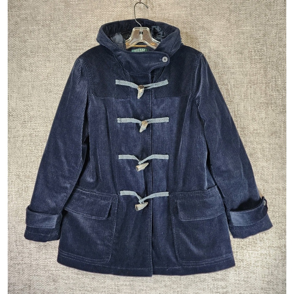 Lauren Ralph Lauren Hooded Corduroy Jacket Womens LP‎ Petite Black Insulated
